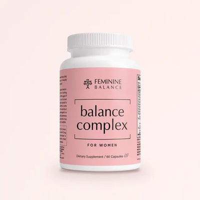 The Balance Complex bottle, square to camera on blush