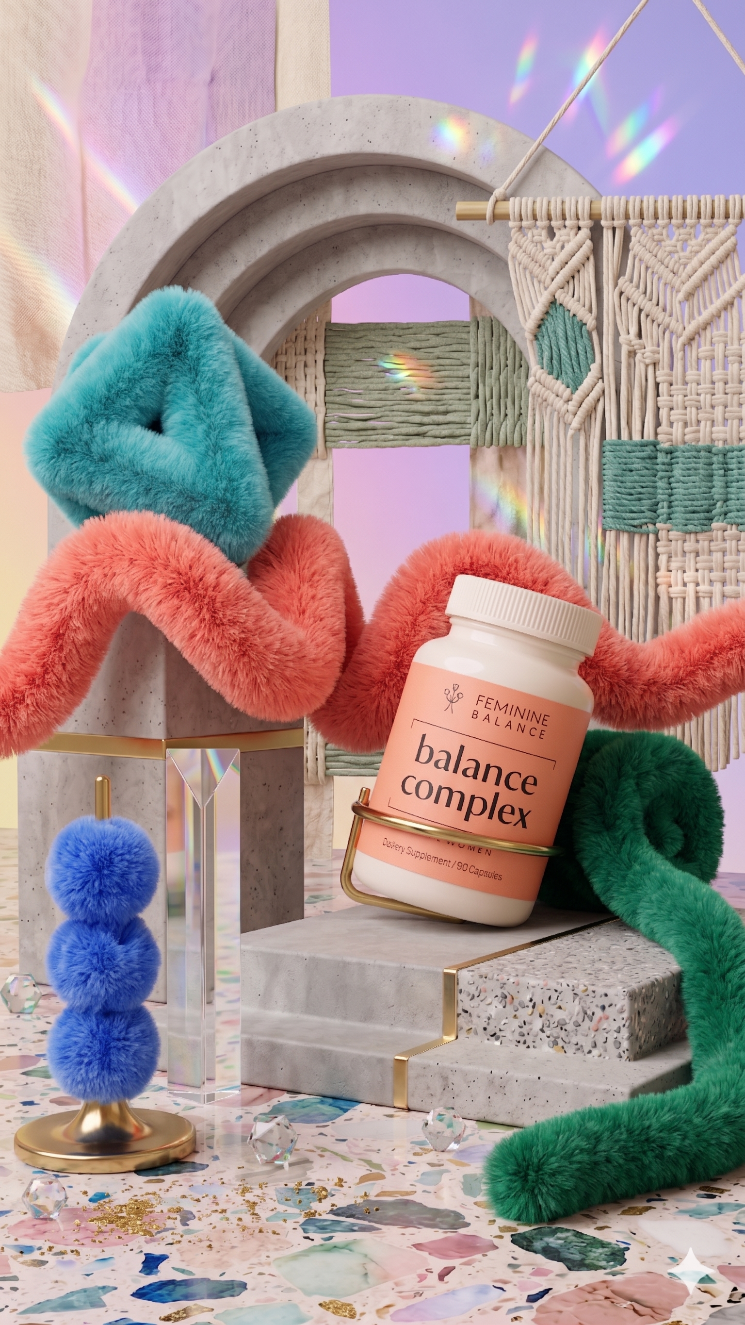 Soft ribbon-like still life evoking women's wellness